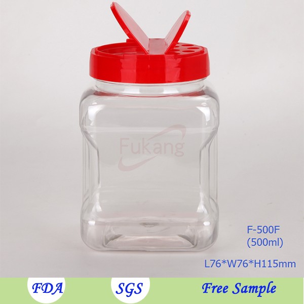 500ml方形塑料盐瓶，蛋白胡椒罐批发
