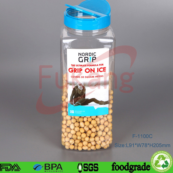批发1100ml食品级透明宠物塑料调味瓶，带蝴蝶帽，用于香料胡椒粉批发中国制造